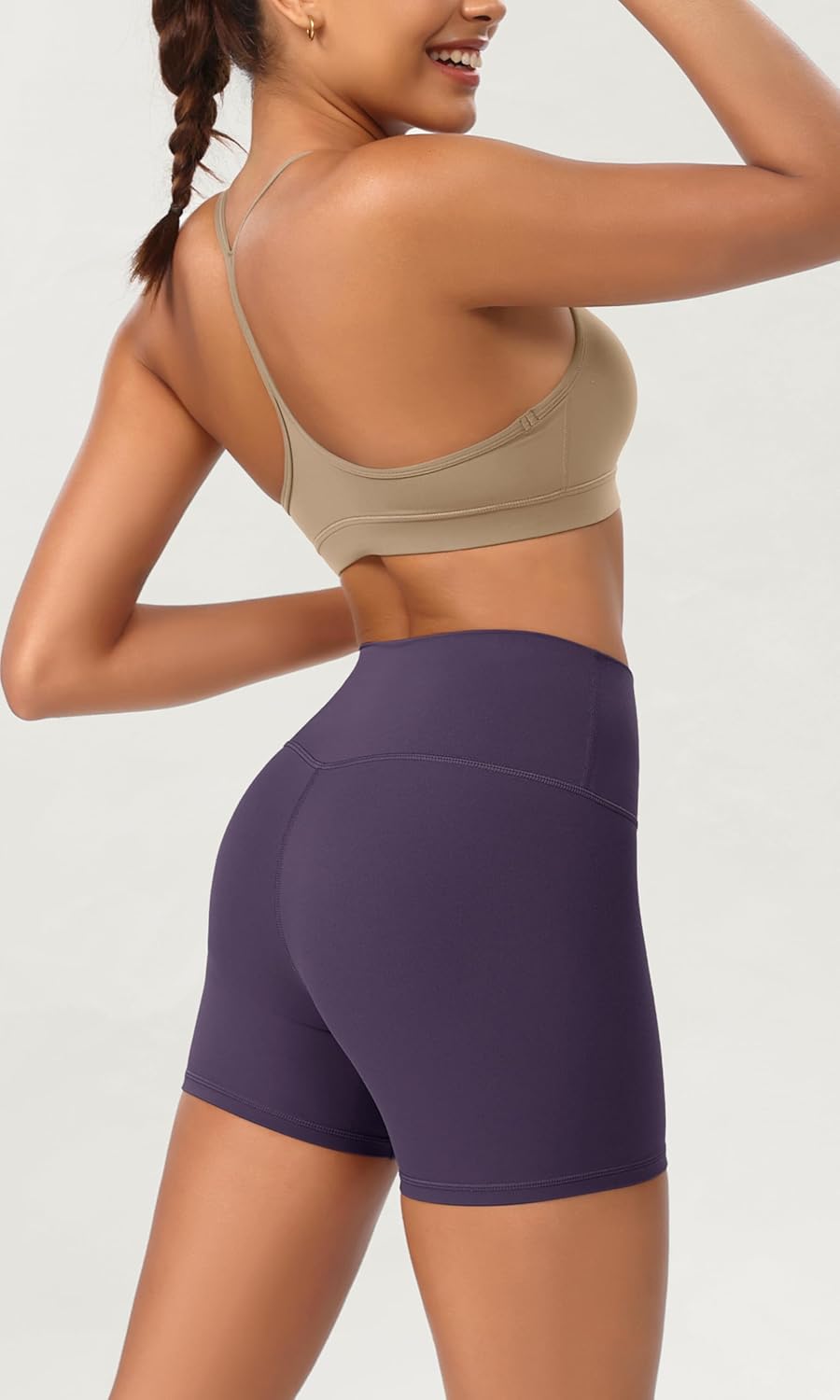 ODODOS ODCLOUD 2Pack Lounge Yoga Shorts for Women 4quot  6quot  8quot 10quot High Waist Buttery Soft Biker ShortsBlackdark Purple