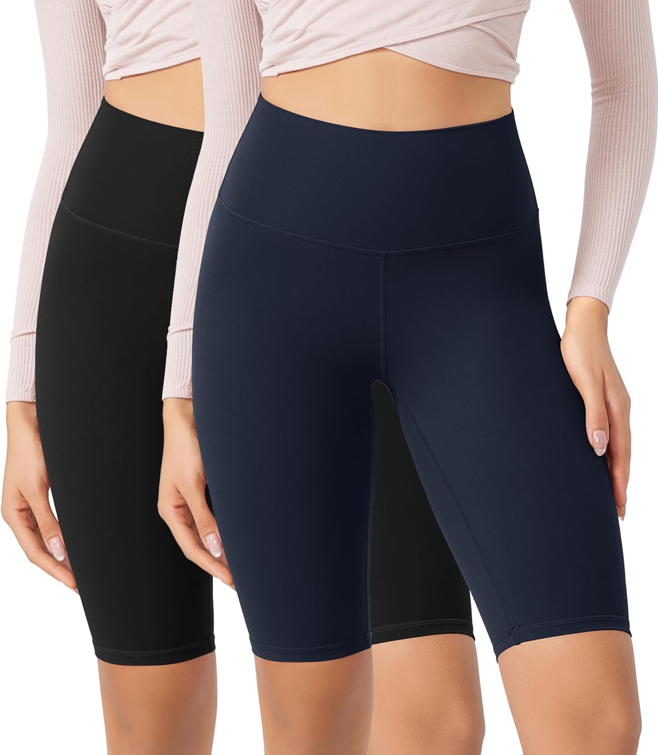 ODODOS ODCLOUD 2Pack Lounge Yoga Shorts for Women 4quot  6quot  8quot 10quot High Waist Buttery Soft Biker ShortsBlackdeep Navy