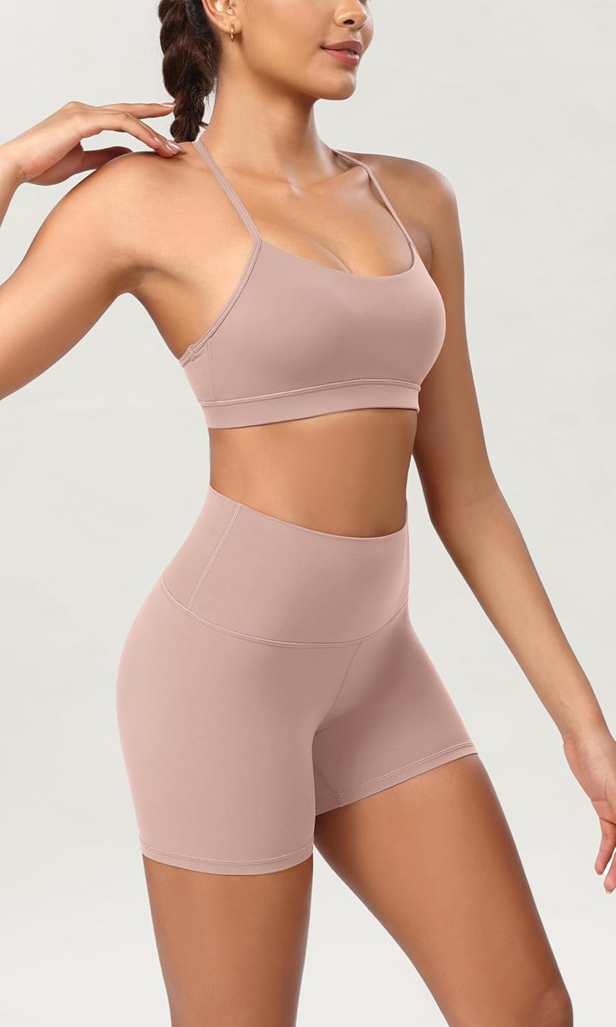 ODODOS ODCLOUD 2Pack Lounge Yoga Shorts for Women 4quot  6quot  8quot 10quot High Waist Buttery Soft Biker ShortsBlackdusty Pink
