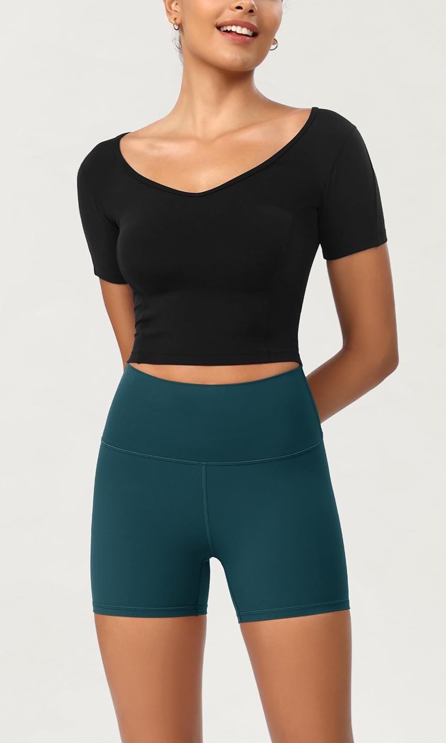ODODOS ODCLOUD 2Pack Lounge Yoga Shorts for Women 4quot  6quot  8quot 10quot High Waist Buttery Soft Biker ShortsBlackforest Teal