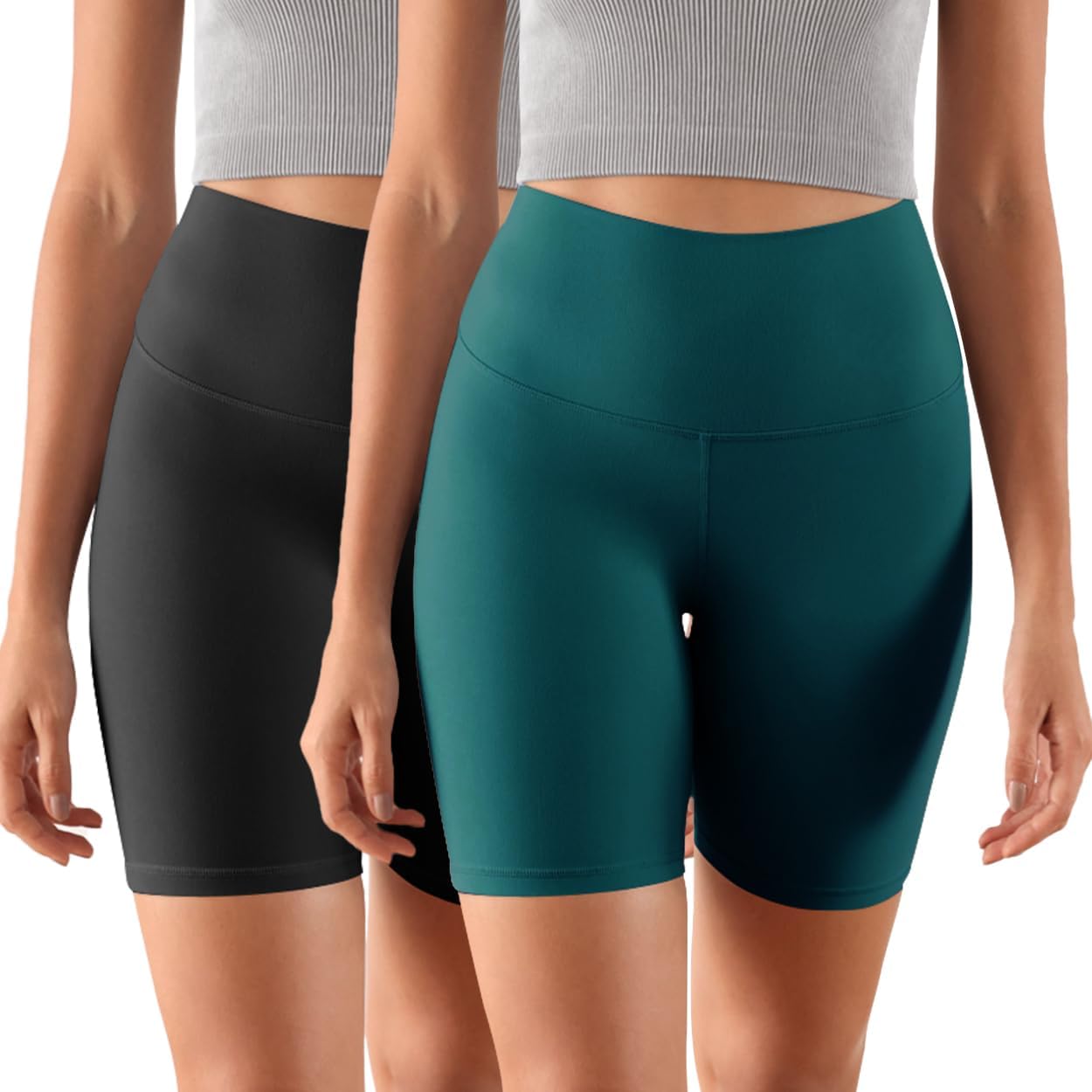 ODODOS ODCLOUD 2Pack Lounge Yoga Shorts for Women 4quot  6quot  8quot 10quot High Waist Buttery Soft Biker ShortsBlackforest Teal