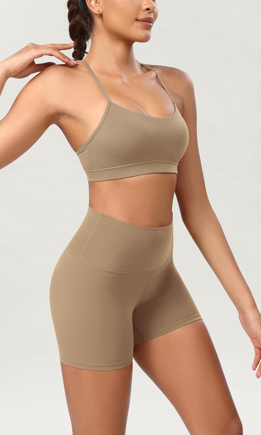 ODODOS ODCLOUD 2Pack Lounge Yoga Shorts for Women 4quot  6quot  8quot 10quot High Waist Buttery Soft Biker ShortsBlacklight Brown