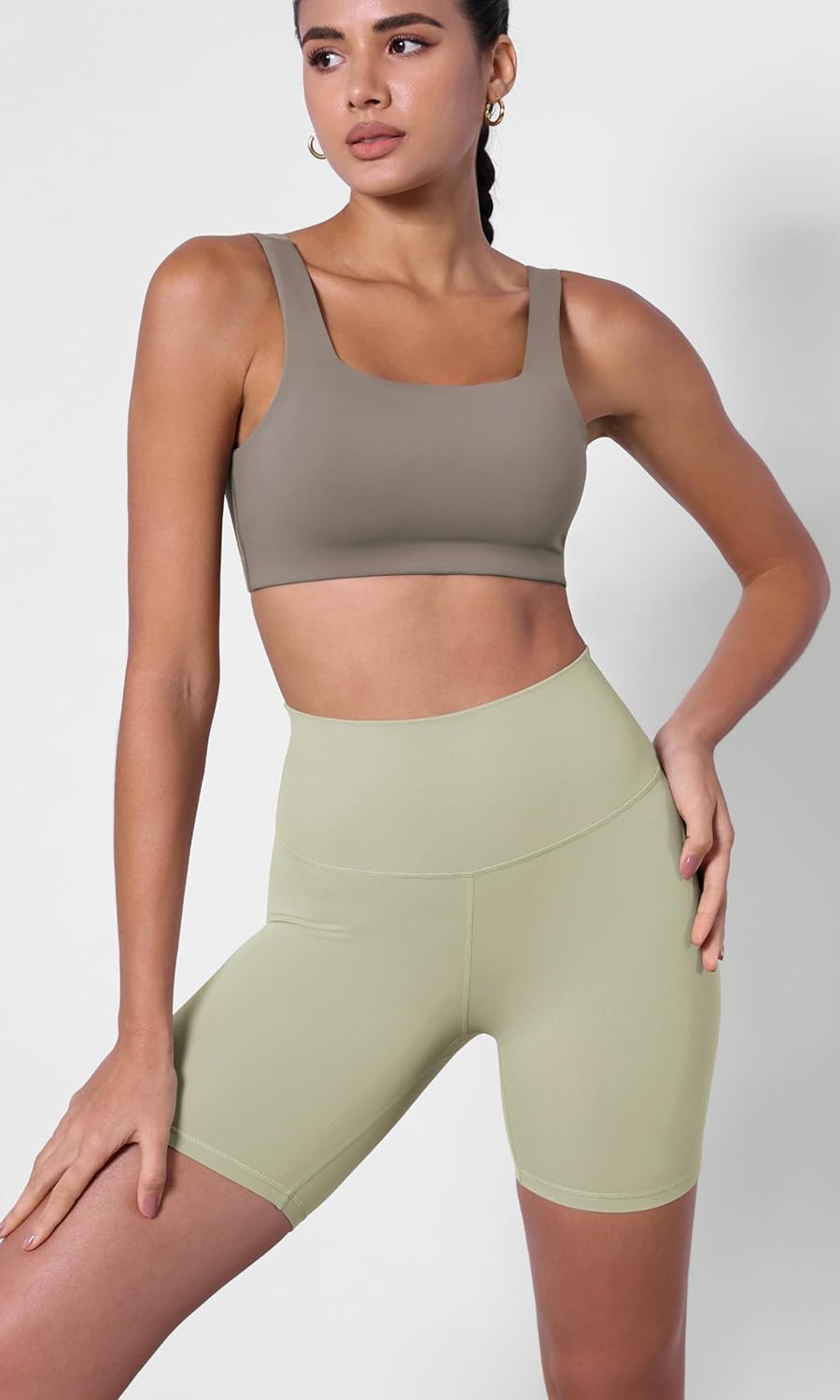 ODODOS ODCLOUD 2Pack Lounge Yoga Shorts for Women 4quot  6quot  8quot 10quot High Waist Buttery Soft Biker ShortsBlacklime Stone