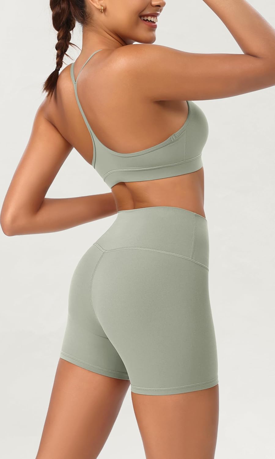 ODODOS ODCLOUD 2Pack Lounge Yoga Shorts for Women 4quot  6quot  8quot 10quot High Waist Buttery Soft Biker ShortsBlacklime Stone