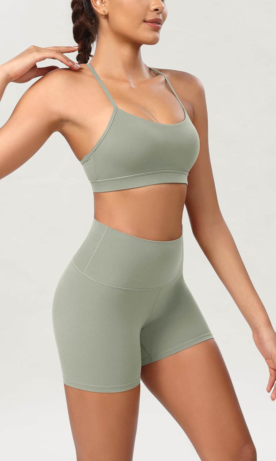 ODODOS ODCLOUD 2Pack Lounge Yoga Shorts for Women 4quot  6quot  8quot 10quot High Waist Buttery Soft Biker ShortsBlacklime Stone
