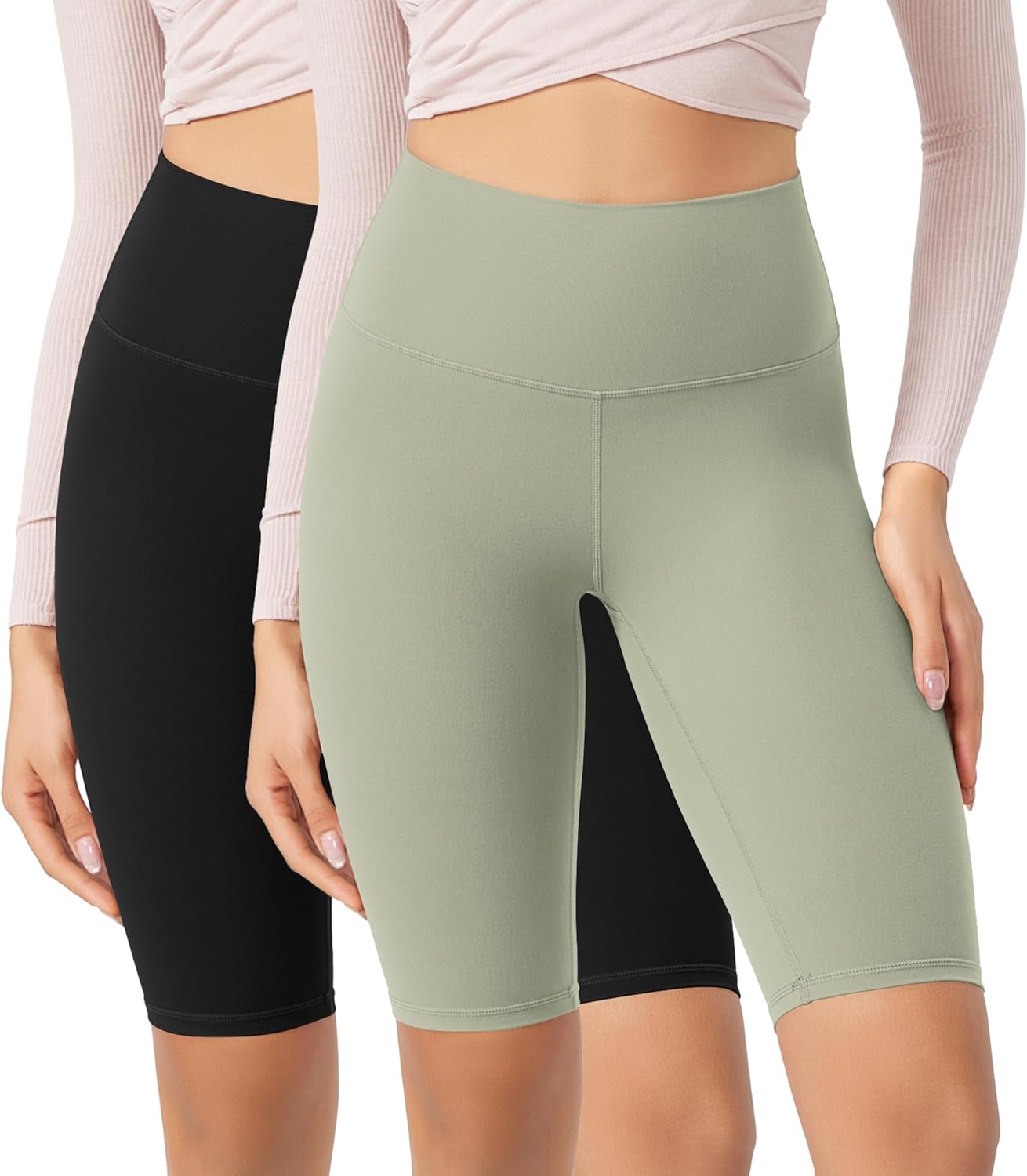 ODODOS ODCLOUD 2Pack Lounge Yoga Shorts for Women 4quot  6quot  8quot 10quot High Waist Buttery Soft Biker ShortsBlacklime Stone