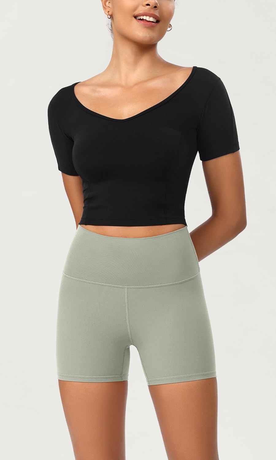 ODODOS ODCLOUD 2Pack Lounge Yoga Shorts for Women 4quot  6quot  8quot 10quot High Waist Buttery Soft Biker ShortsBlacklime Stone