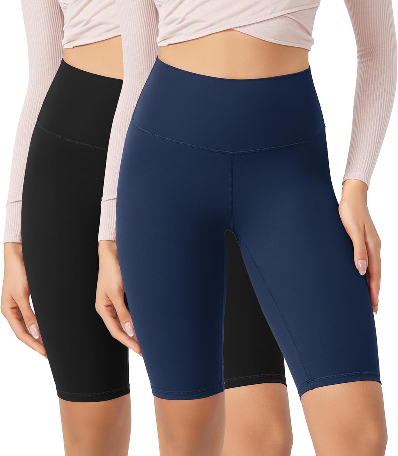 ODODOS ODCLOUD 2Pack Lounge Yoga Shorts for Women 4quot  6quot  8quot 10quot High Waist Buttery Soft Biker ShortsBlacknavy
