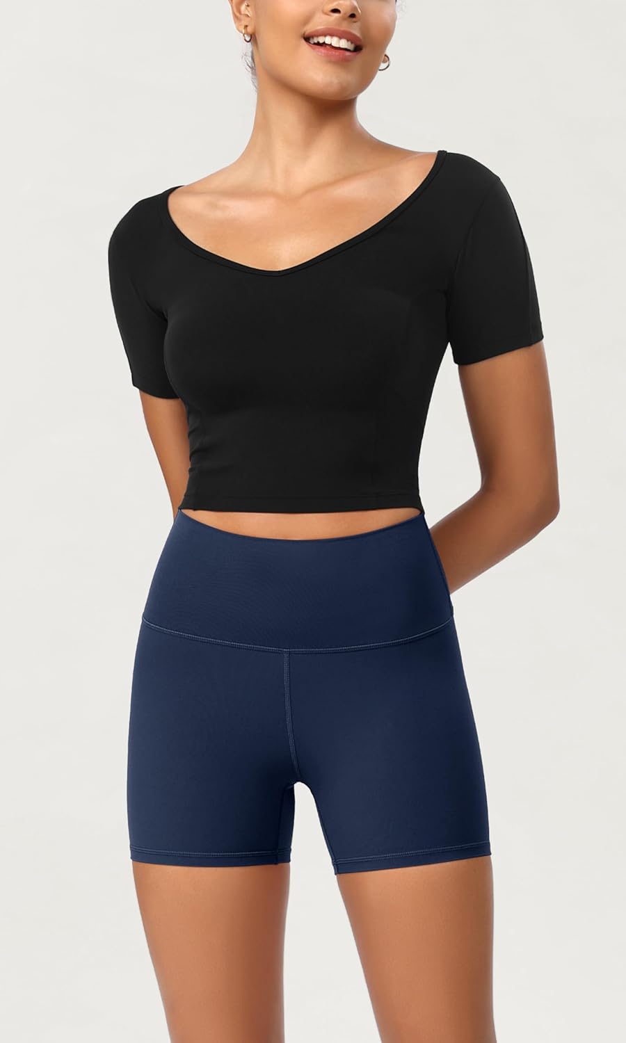 ODODOS ODCLOUD 2Pack Lounge Yoga Shorts for Women 4quot  6quot  8quot 10quot High Waist Buttery Soft Biker ShortsBlacknavy