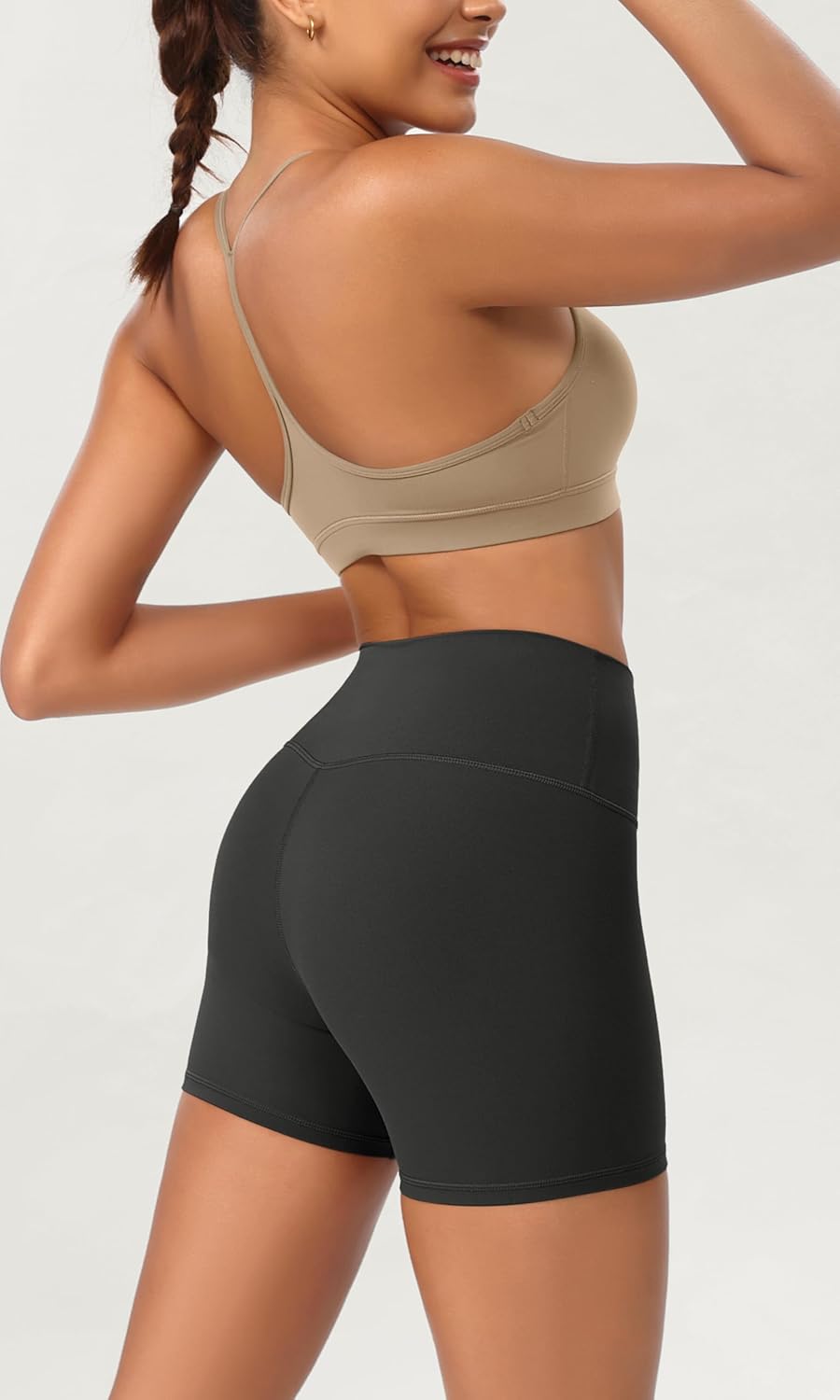 ODODOS ODCLOUD 2Pack Lounge Yoga Shorts for Women 4quot  6quot  8quot 10quot High Waist Buttery Soft Biker ShortsBlackonyx Black Grey