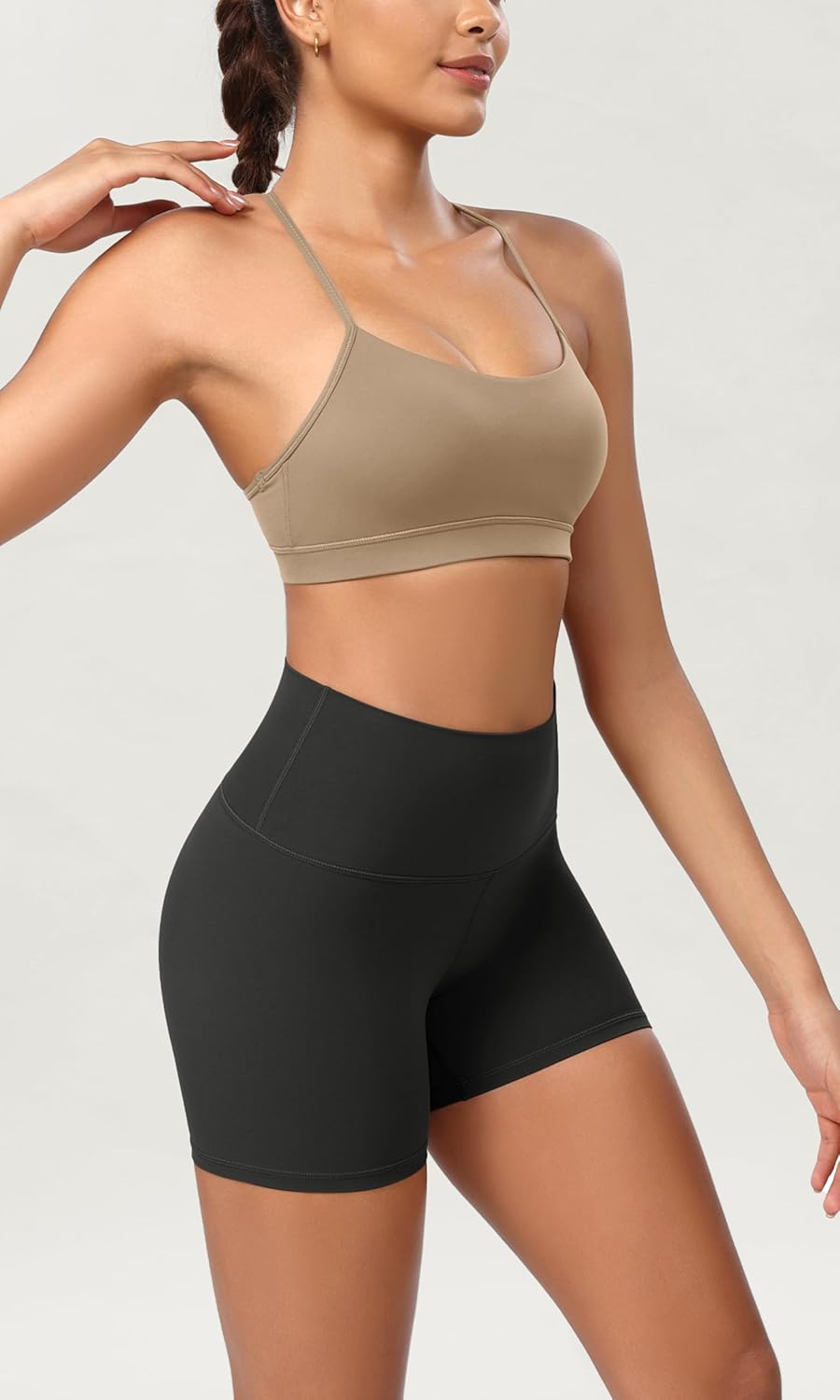 ODODOS ODCLOUD 2Pack Lounge Yoga Shorts for Women 4quot  6quot  8quot 10quot High Waist Buttery Soft Biker ShortsBlackonyx Black Grey