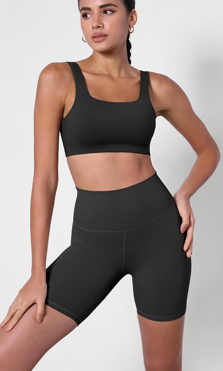 ODODOS ODCLOUD 2Pack Lounge Yoga Shorts for Women 4quot  6quot  8quot 10quot High Waist Buttery Soft Biker ShortsBlackonyx Black Grey