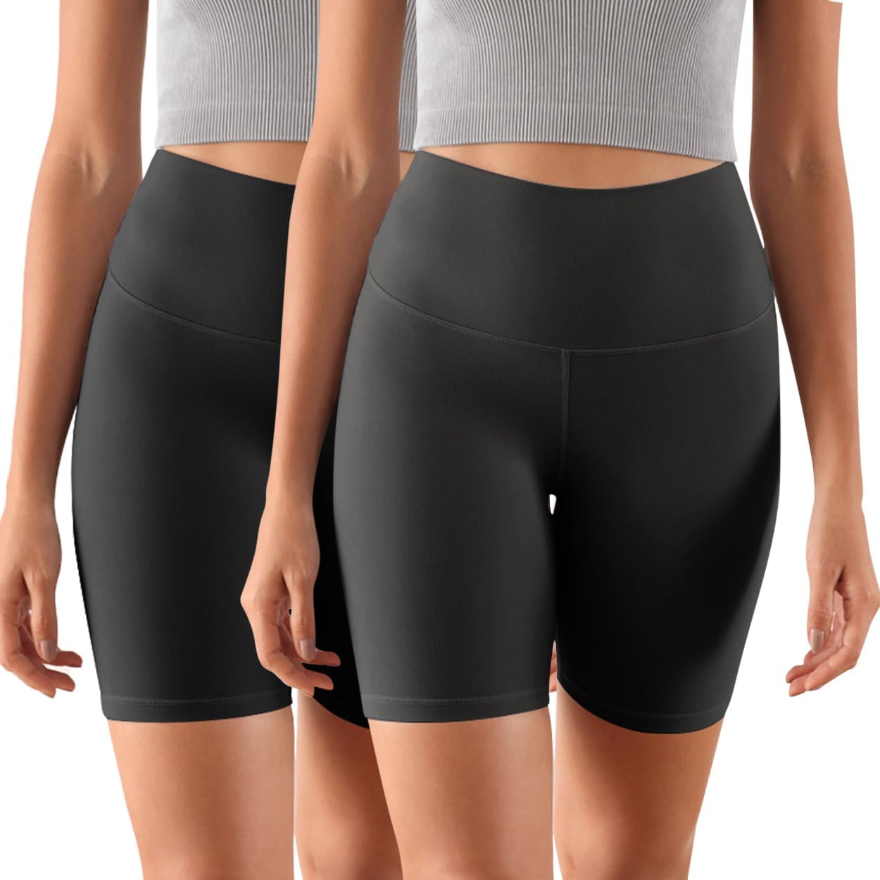 ODODOS ODCLOUD 2Pack Lounge Yoga Shorts for Women 4quot  6quot  8quot 10quot High Waist Buttery Soft Biker ShortsBlackonyx Black Grey