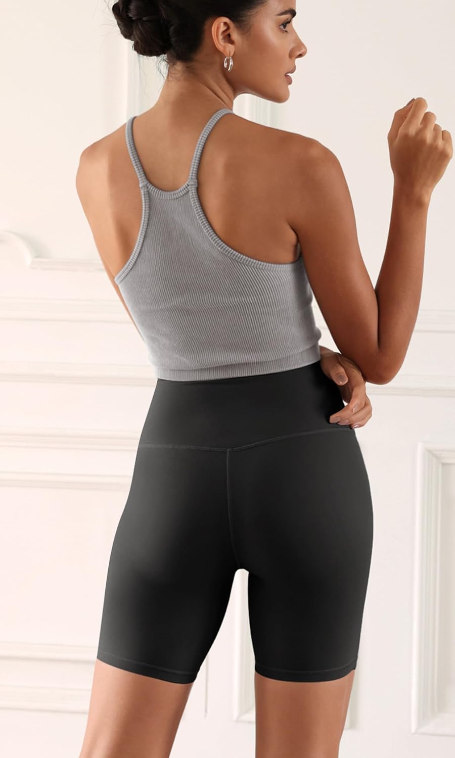 ODODOS ODCLOUD 2Pack Lounge Yoga Shorts for Women 4quot  6quot  8quot 10quot High Waist Buttery Soft Biker ShortsBlackonyx Black Grey