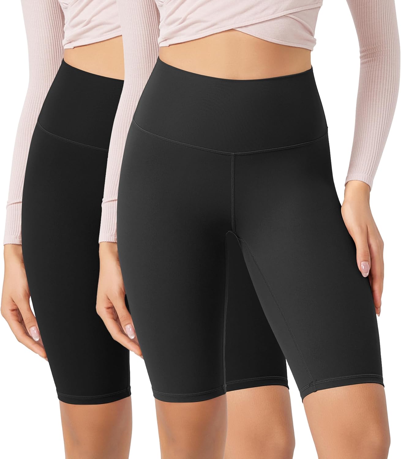 ODODOS ODCLOUD 2Pack Lounge Yoga Shorts for Women 4quot  6quot  8quot 10quot High Waist Buttery Soft Biker ShortsBlackonyx Black Grey