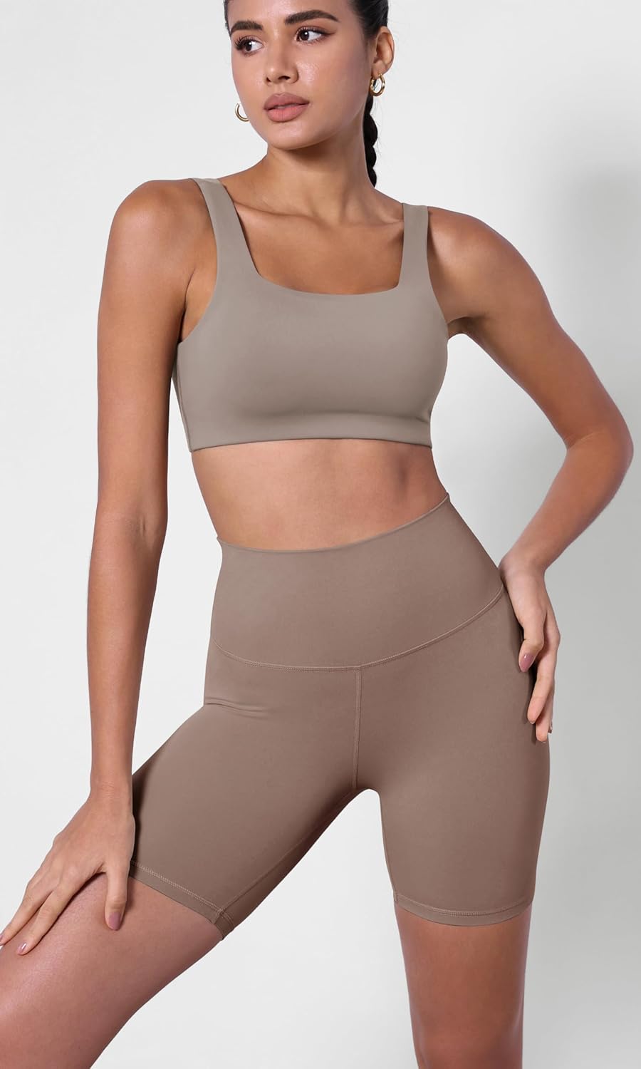 ODODOS ODCLOUD 2Pack Lounge Yoga Shorts for Women 4quot  6quot  8quot 10quot High Waist Buttery Soft Biker ShortsBlackpurple Taupe