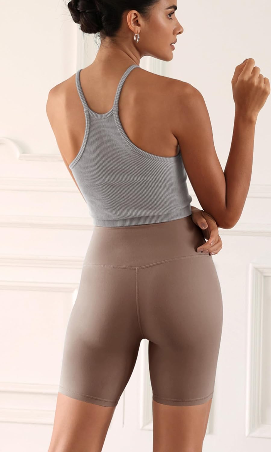ODODOS ODCLOUD 2Pack Lounge Yoga Shorts for Women 4quot  6quot  8quot 10quot High Waist Buttery Soft Biker ShortsBlackpurple Taupe