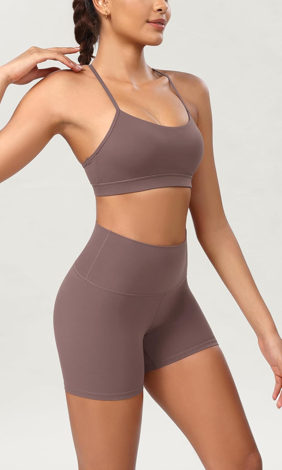 ODODOS ODCLOUD 2Pack Lounge Yoga Shorts for Women 4quot  6quot  8quot 10quot High Waist Buttery Soft Biker ShortsBlackpurple Taupe