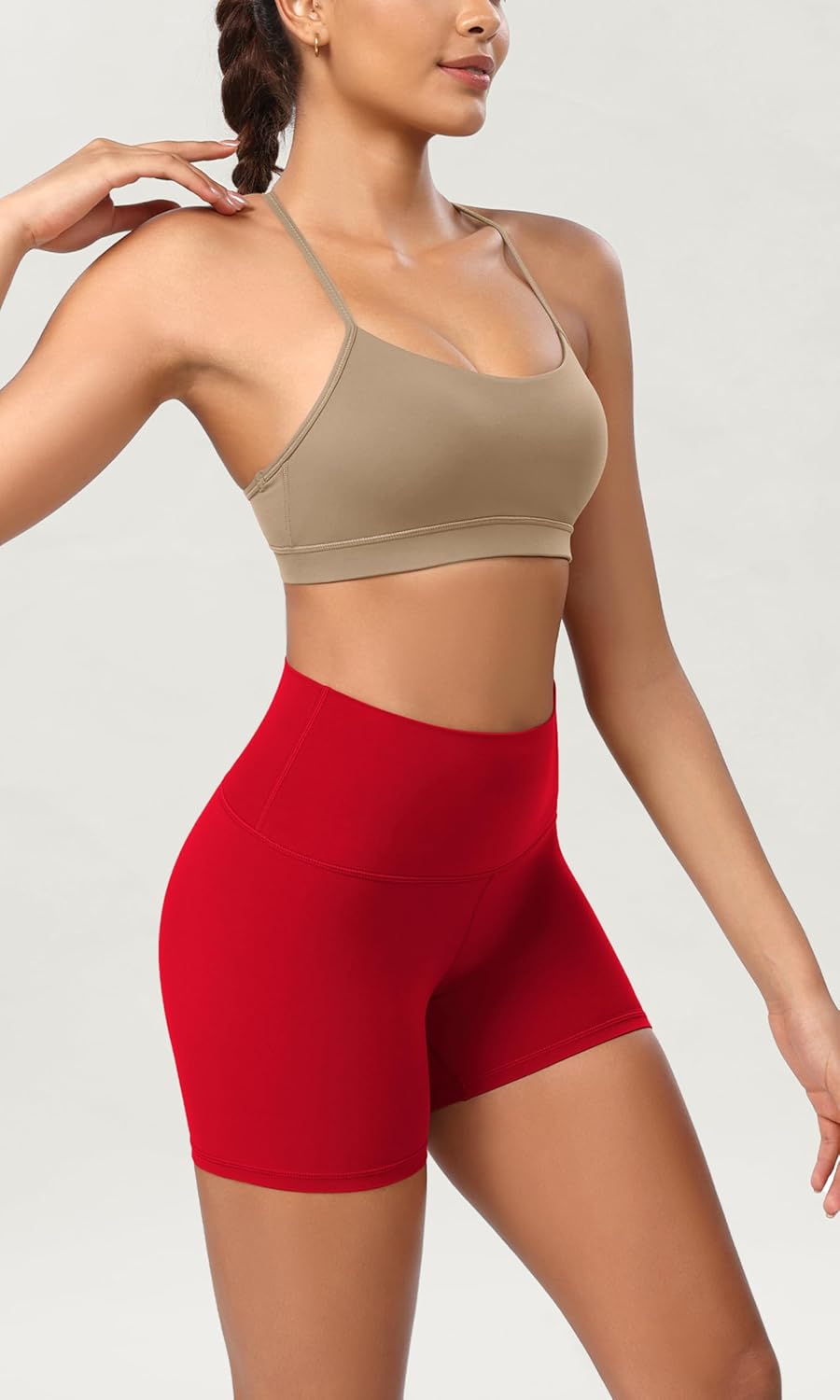 ODODOS ODCLOUD 2Pack Lounge Yoga Shorts for Women 4quot  6quot  8quot 10quot High Waist Buttery Soft Biker ShortsBlackred
