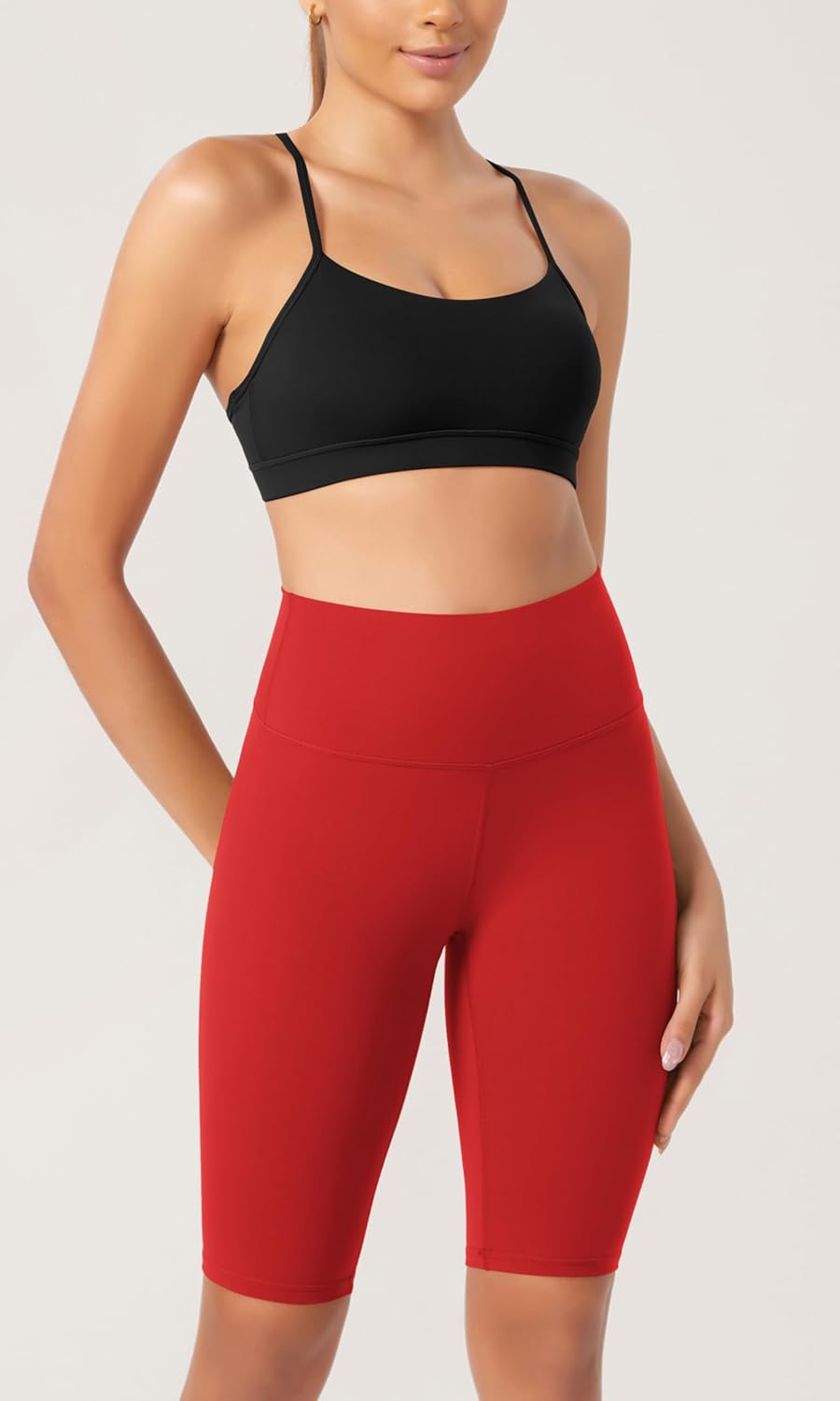 ODODOS ODCLOUD 2Pack Lounge Yoga Shorts for Women 4quot  6quot  8quot 10quot High Waist Buttery Soft Biker ShortsBlackred