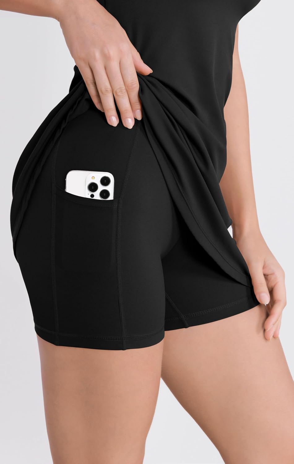 ODODOS Womens Cloud Feeling Racerback Tennis Dress with Separate Shorts and Built in Bra Mini Tank DressBlack