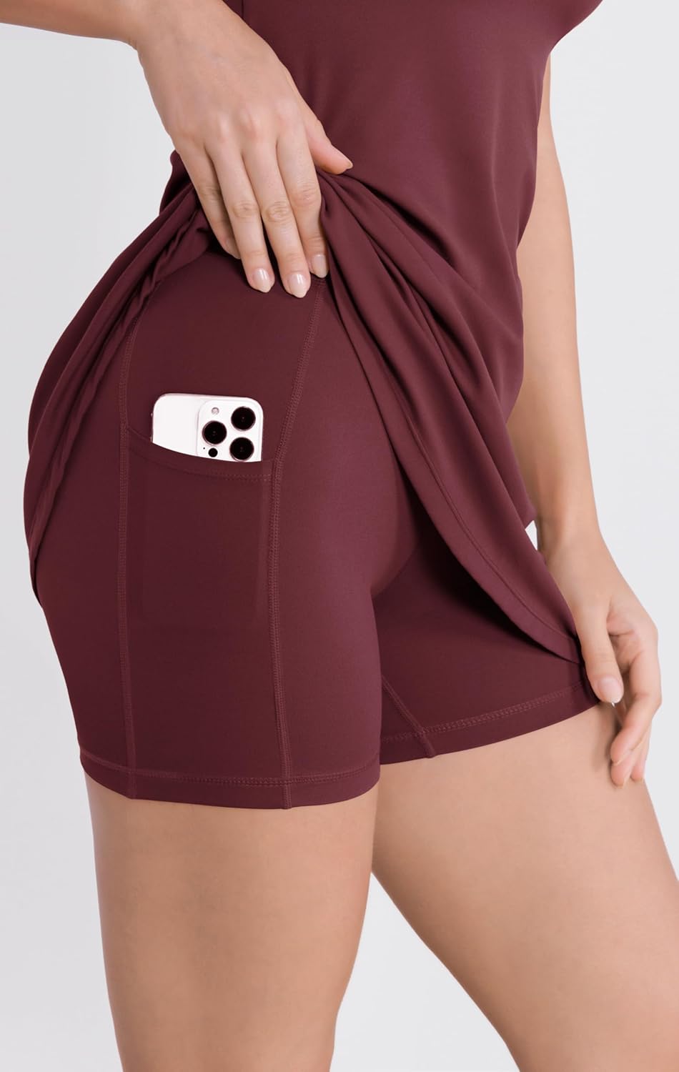 ODODOS Womens Cloud Feeling Racerback Tennis Dress with Separate Shorts and Built in Bra Mini Tank DressBurgundy