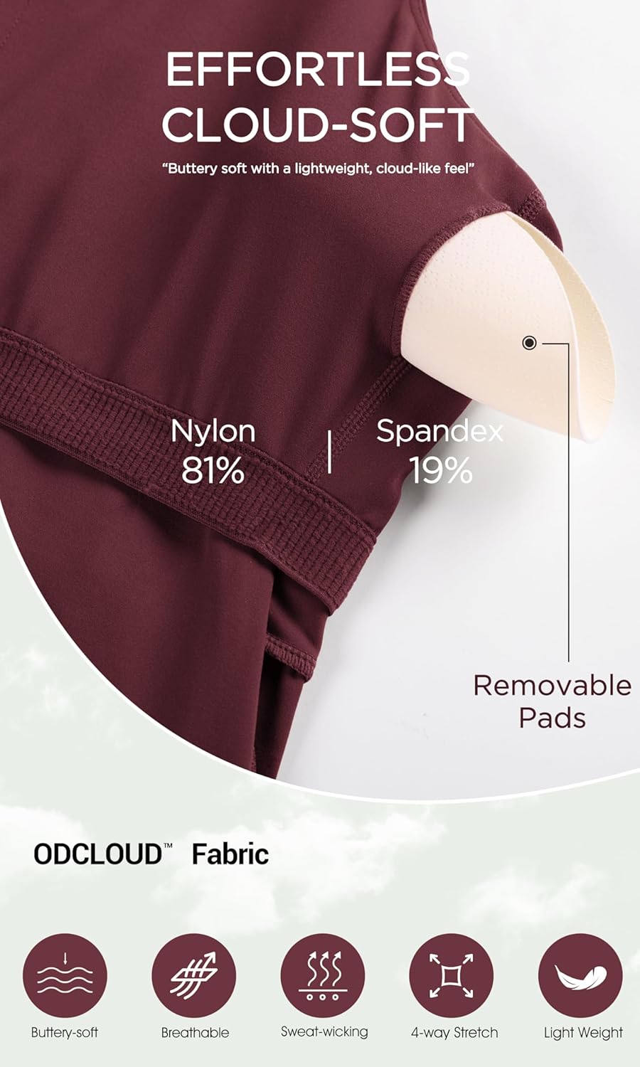 ODODOS Womens Cloud Feeling Racerback Tennis Dress with Separate Shorts and Built in Bra Mini Tank DressBurgundy