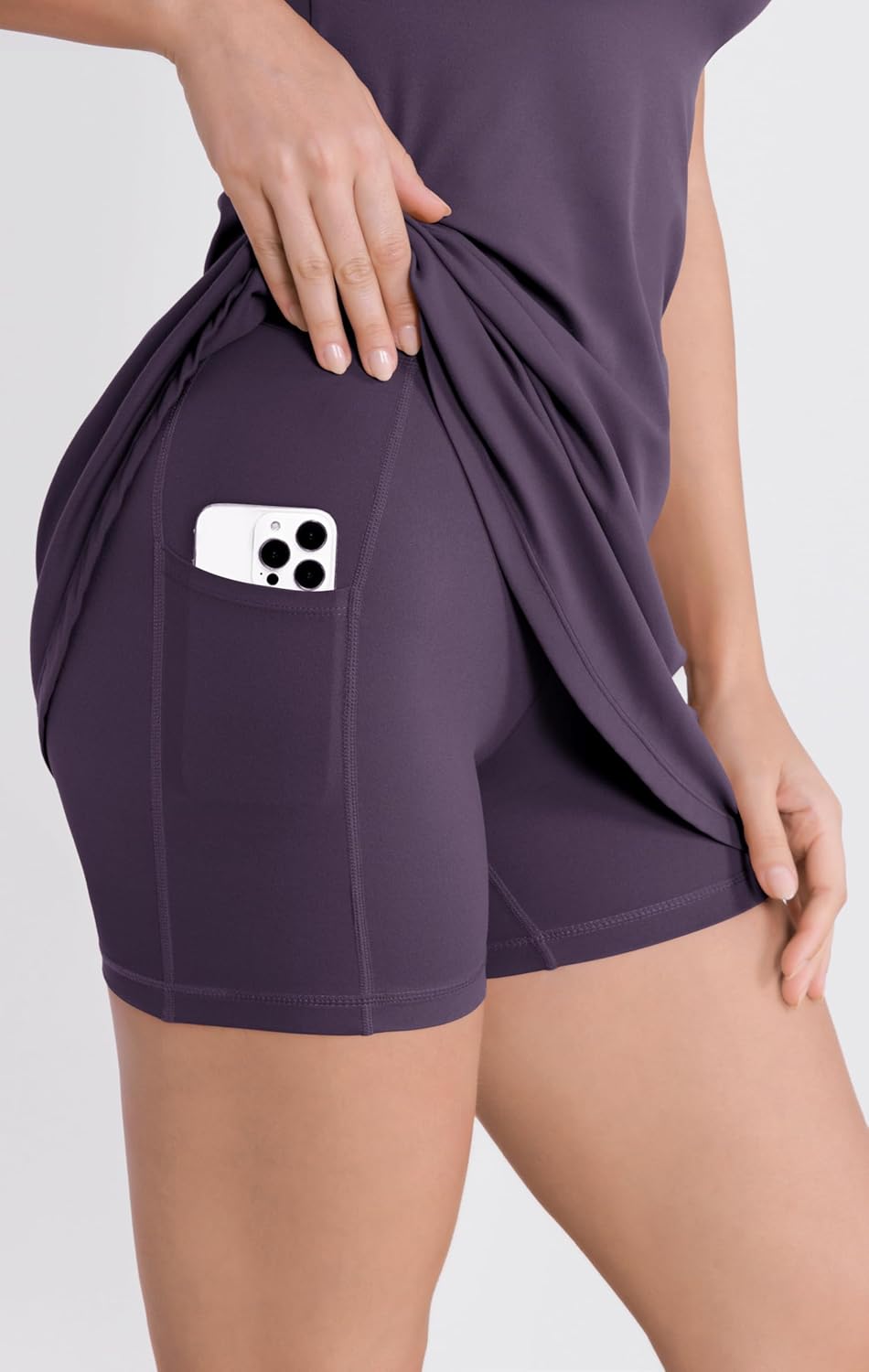 ODODOS Womens Cloud Feeling Racerback Tennis Dress with Separate Shorts and Built in Bra Mini Tank DressDark Purple