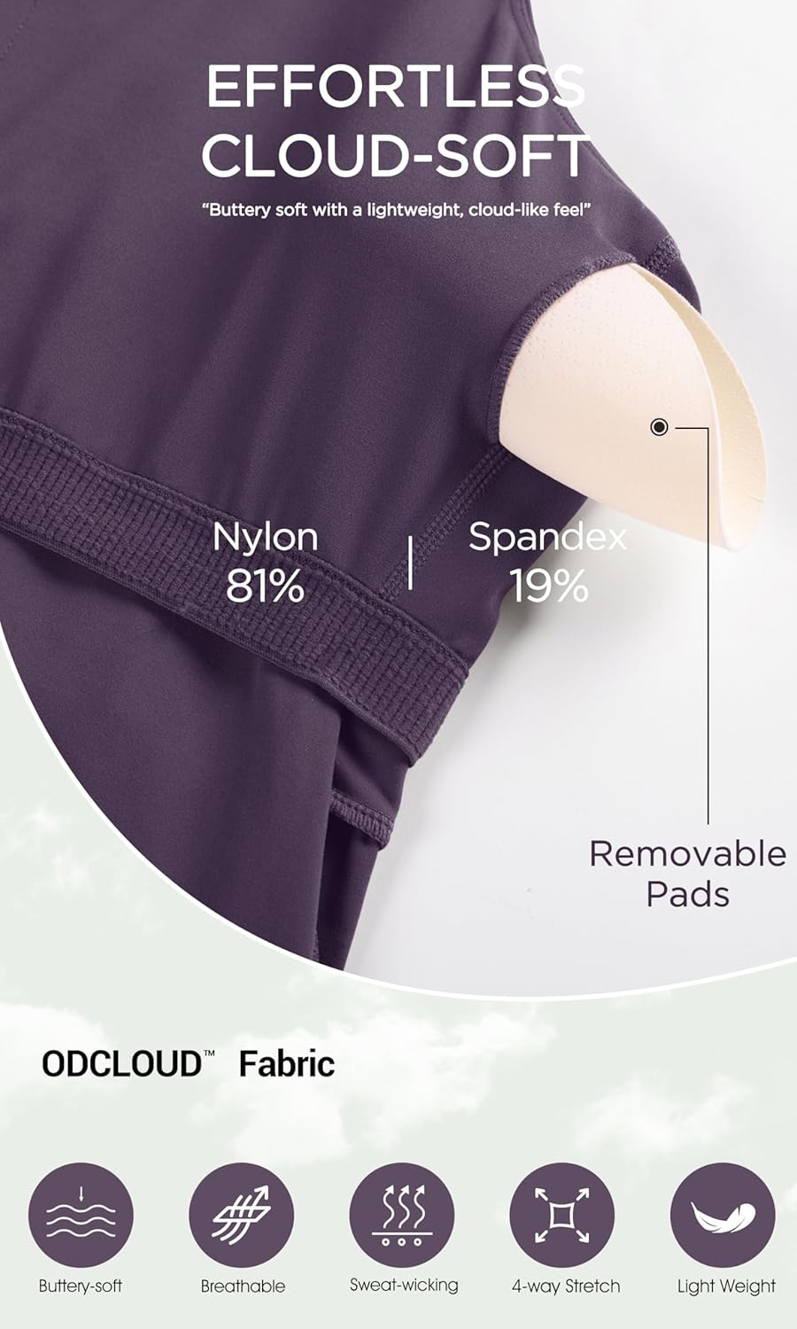 ODODOS Womens Cloud Feeling Racerback Tennis Dress with Separate Shorts and Built in Bra Mini Tank DressDark Purple