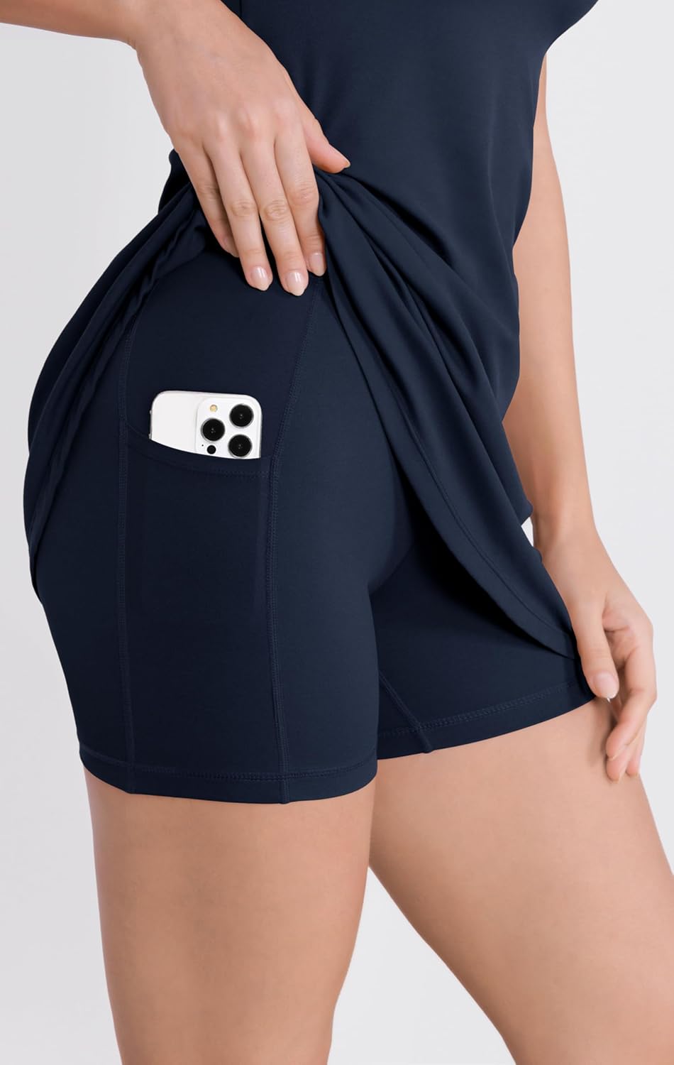 ODODOS Womens Cloud Feeling Racerback Tennis Dress with Separate Shorts and Built in Bra Mini Tank DressDeep Navy