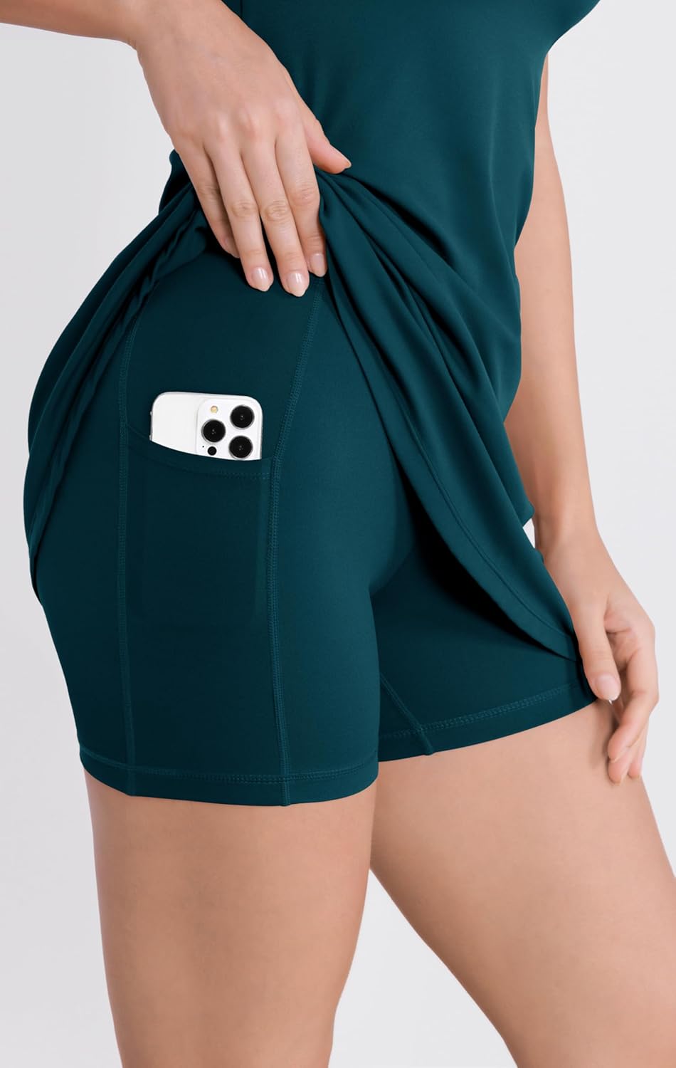 ODODOS Womens Cloud Feeling Racerback Tennis Dress with Separate Shorts and Built in Bra Mini Tank DressForest Teal