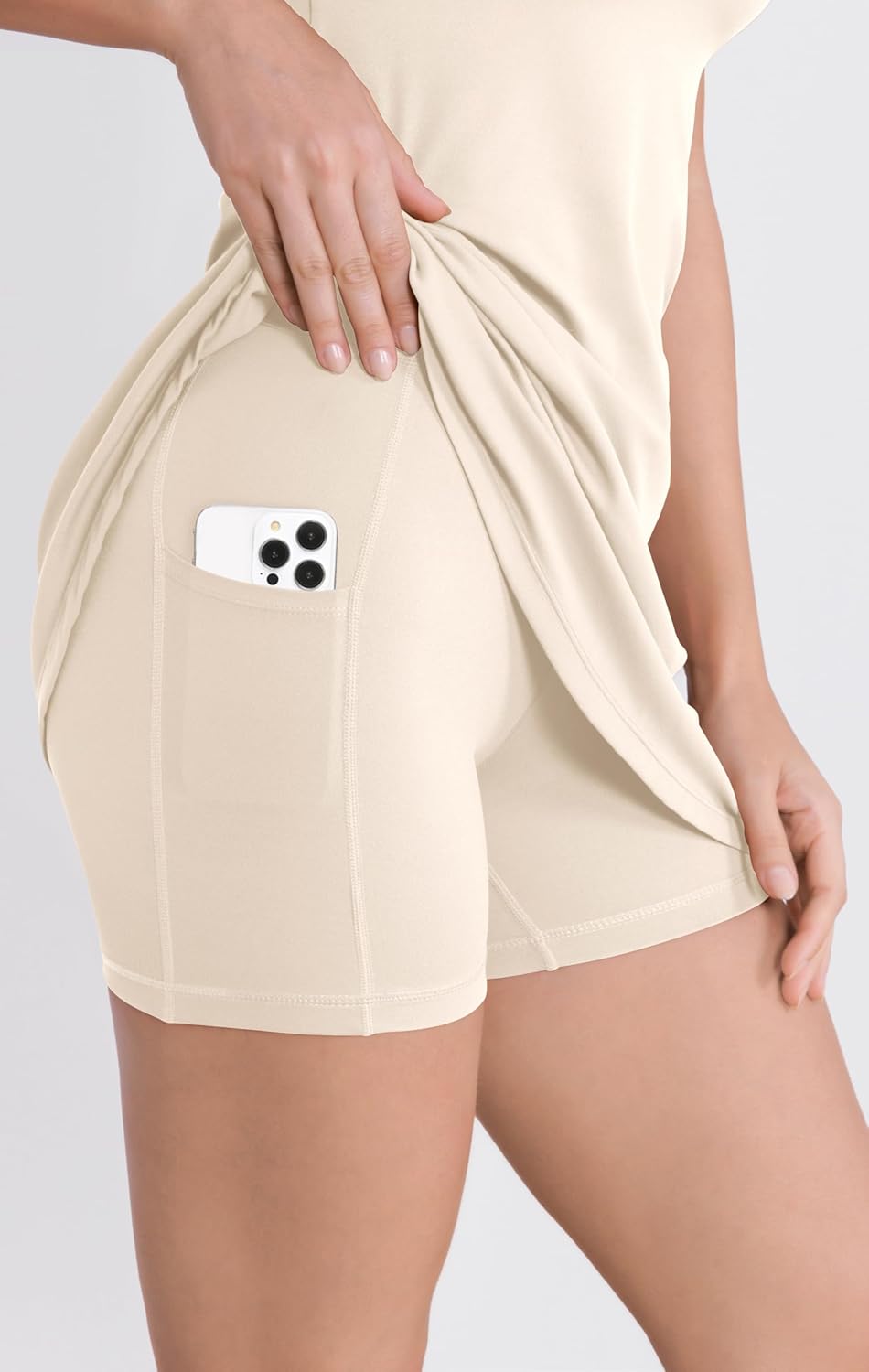 ODODOS Womens Cloud Feeling Racerback Tennis Dress with Separate Shorts and Built in Bra Mini Tank DressOat Milk