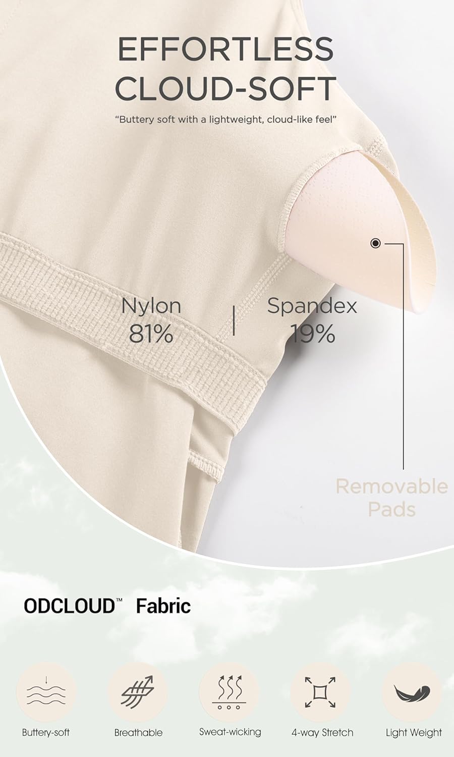 ODODOS Womens Cloud Feeling Racerback Tennis Dress with Separate Shorts and Built in Bra Mini Tank DressOat Milk
