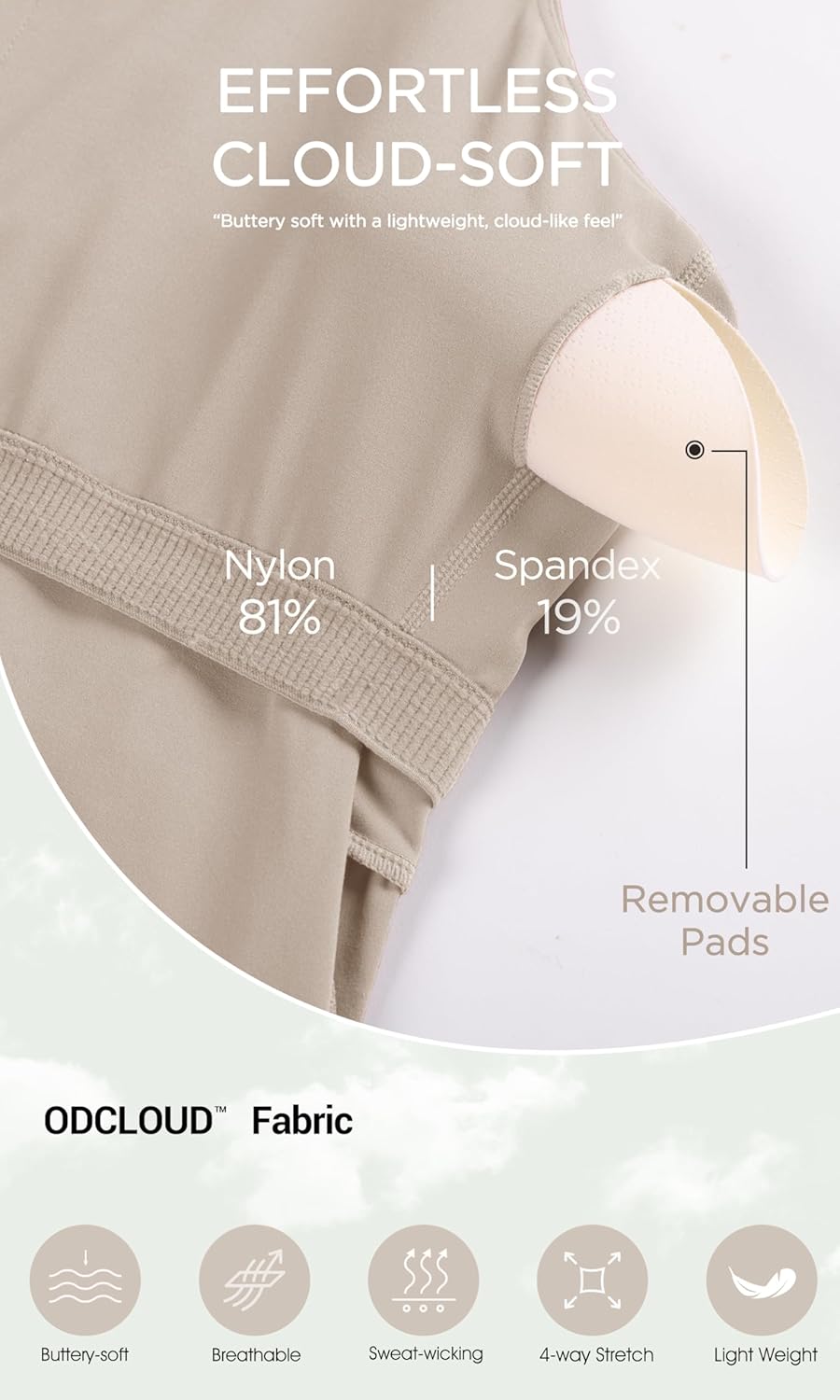 ODODOS Womens Cloud Feeling Racerback Tennis Dress with Separate Shorts and Built in Bra Mini Tank DressShaker Beige
