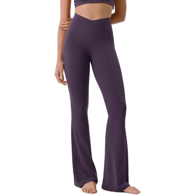 ODODOS Cloud Feeling Crossover High Waist Flared Pants for Women Bootcut Yoga Pants with Back Pocket3032quot InseamDark Purple