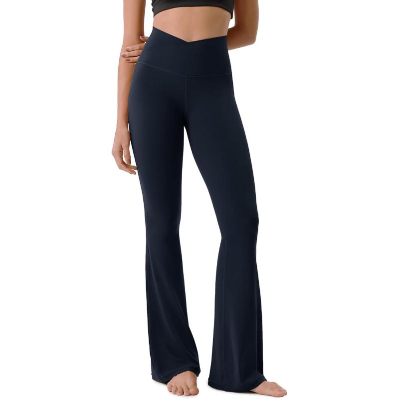 ODODOS Cloud Feeling Crossover High Waist Flared Pants for Women Bootcut Yoga Pants with Back Pocket3032quot InseamDeep Navy
