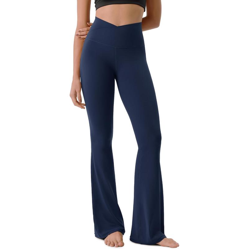 ODODOS Cloud Feeling Crossover High Waist Flared Pants for Women Bootcut Yoga Pants with Back Pocket3032quot InseamNavy