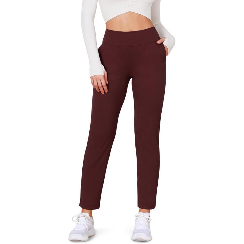 ODODOS Cloud Feeling Jogger Pants with Pockets for Women High Waist Sweatpants Casual Lounge Ankle PantsBurgundy