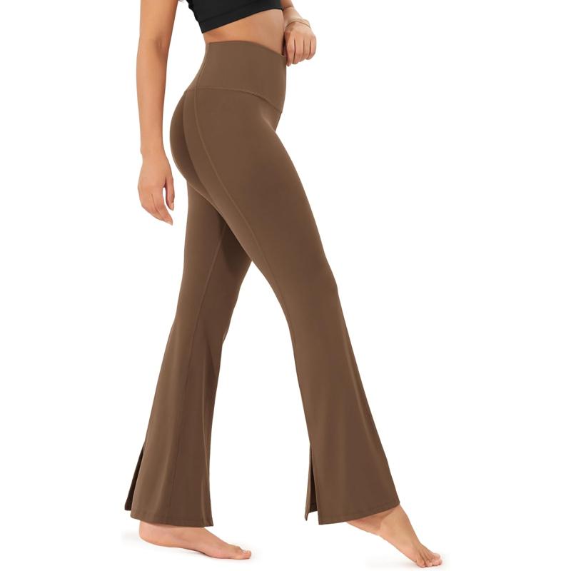 ODODOS Cloud Feeling SplitHem Flared Pants for Women 29quot 31quot High Waisted Lounge Bootcut Yoga PantsBrunette
