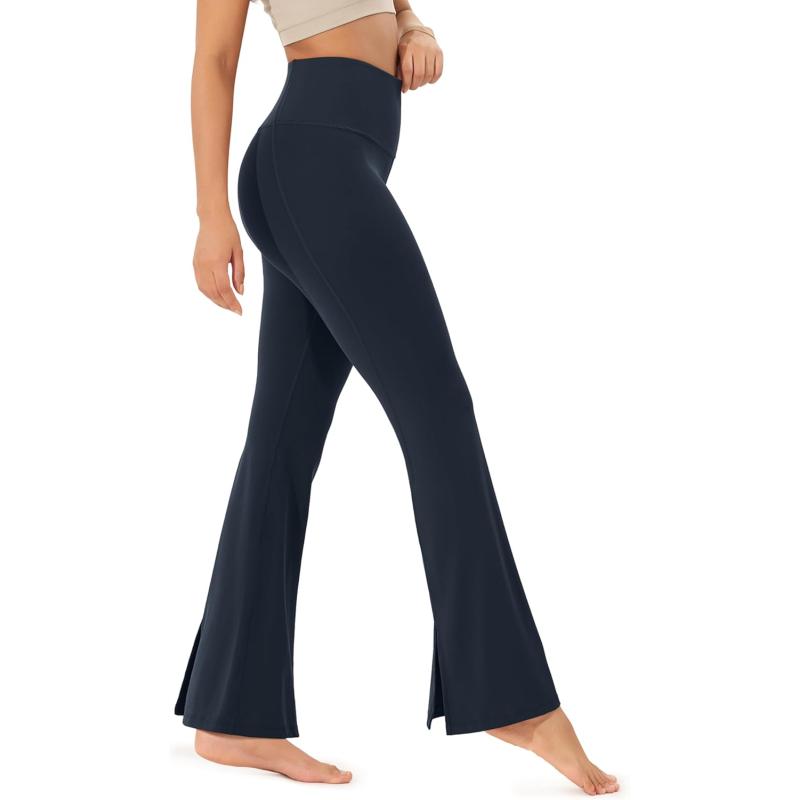 ODODOS Cloud Feeling SplitHem Flared Pants for Women 29quot 31quot High Waisted Lounge Bootcut Yoga PantsDeep Navy