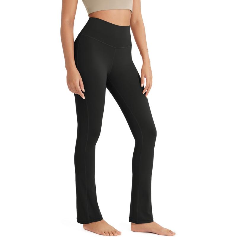 ODODOS Cloud Feeling Straight Leg Pants with Back Pocket for Women High Waist Casual Lounge Yoga Pants 28quot  30quot InseamBlack