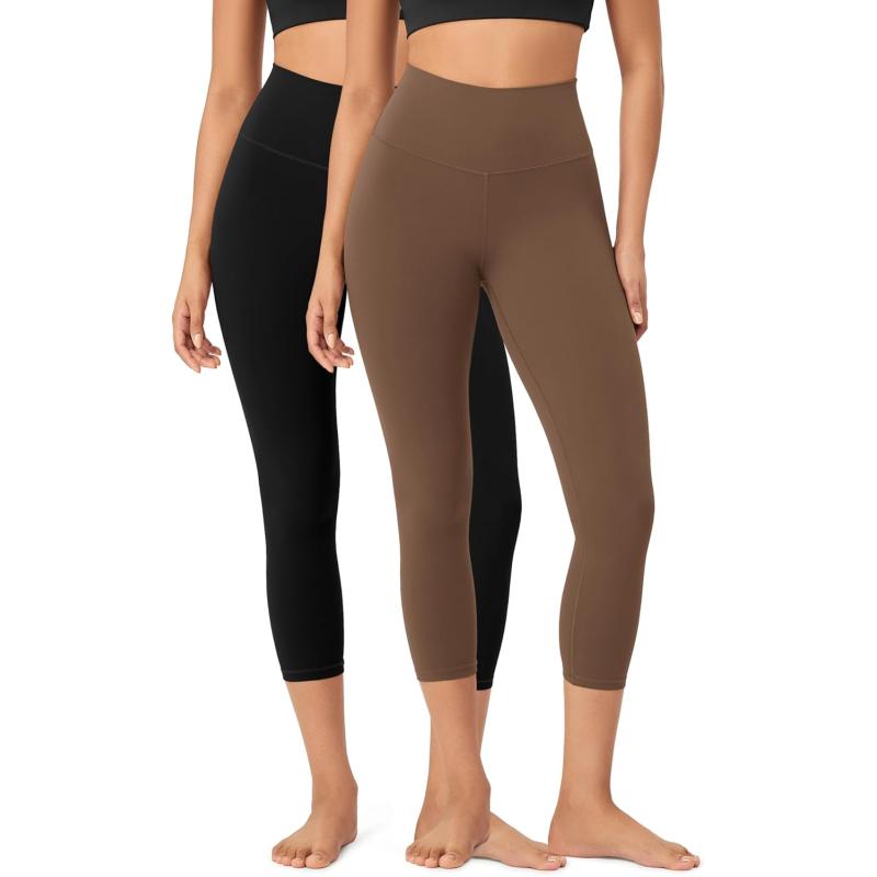 ODODOS ODCLOUD 2Pack Buttery Soft Lounge Yoga Leggings for Women 23quot  25quot 28quot High Waist Yoga PantsBlackbrunette
