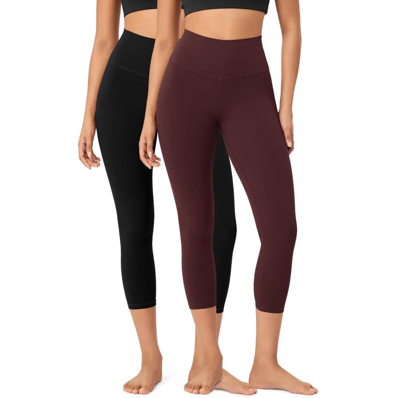 ODODOS ODCLOUD 2Pack Buttery Soft Lounge Yoga Leggings for Women 23quot  25quot 28quot High Waist Yoga PantsBlackburgundy