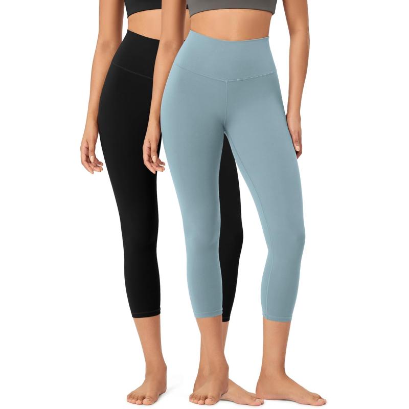 ODODOS ODCLOUD 2Pack Buttery Soft Lounge Yoga Leggings for Women 23quot  25quot 28quot High Waist Yoga PantsBlackchambray