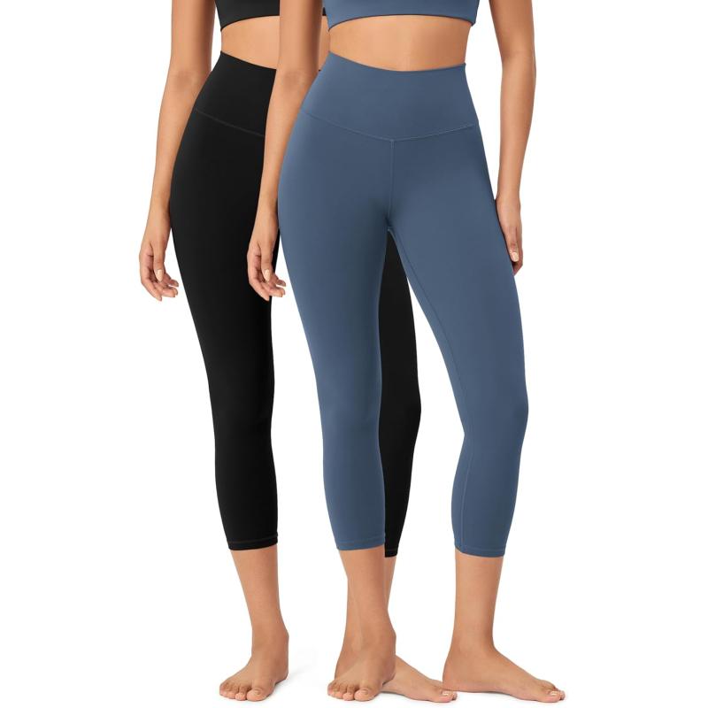 ODODOS ODCLOUD 2Pack Buttery Soft Lounge Yoga Leggings for Women 23quot  25quot 28quot High Waist Yoga PantsBlackink Blue