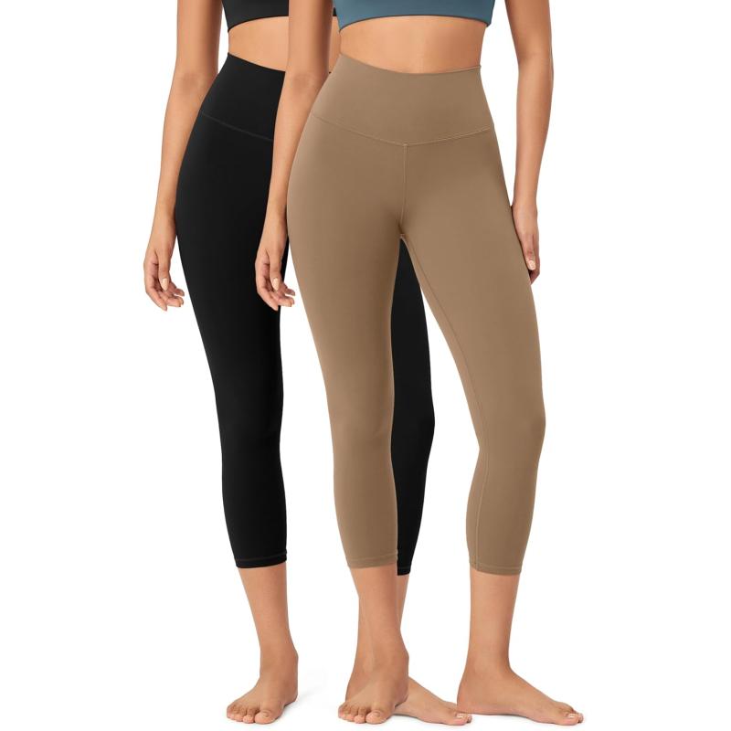 ODODOS ODCLOUD 2Pack Buttery Soft Lounge Yoga Leggings for Women 23quot  25quot 28quot High Waist Yoga PantsBlacklight Brown