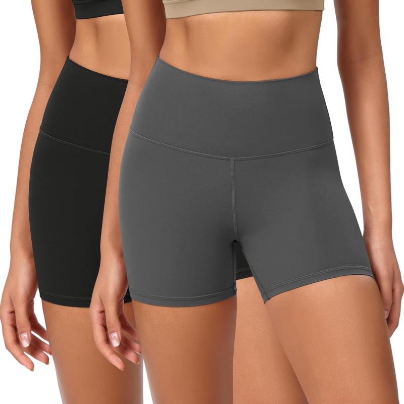 ODODOS ODCLOUD 2Pack Lounge Yoga Shorts for Women 4quot  6quot  8quot 10quot High Waist Buttery Soft Biker ShortsBlackcharcoal