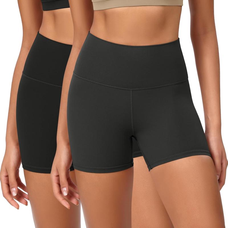 ODODOS ODCLOUD 2Pack Lounge Yoga Shorts for Women 4quot  6quot  8quot 10quot High Waist Buttery Soft Biker ShortsBlackonyx Black Grey