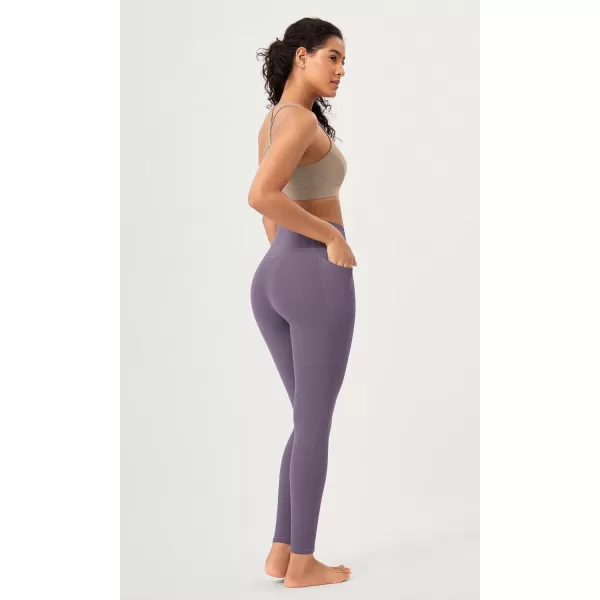 ODODOS 2 Pack Buttery Soft Cross Waist Leggings with Pockets for Women ODCLOUD 25quot  28quot Crossover Lounge Yoga PantsBlackash Violet
