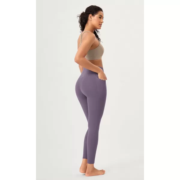 ODODOS 2 Pack Buttery Soft Cross Waist Leggings with Pockets for Women ODCLOUD 25quot  28quot Crossover Lounge Yoga PantsBlackash Violet